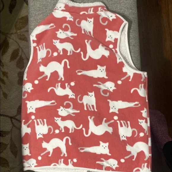 Pink Cat Patterned Sherpa Vest - Picture 2 of 3